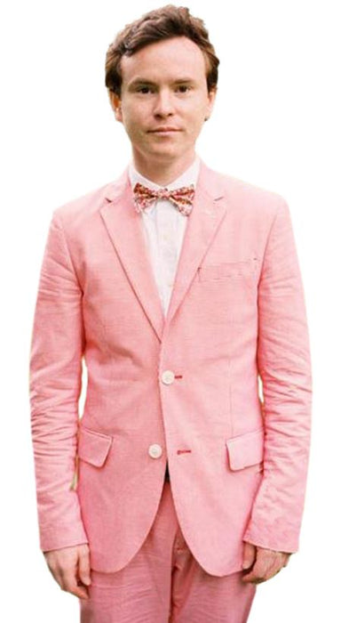 Linen2BV Men's beach wedding tuxedo 2 Button Slim Fit 2 Piece Hot Pink Linen Wedding Tuxedo Suit - Mens Linen Suit