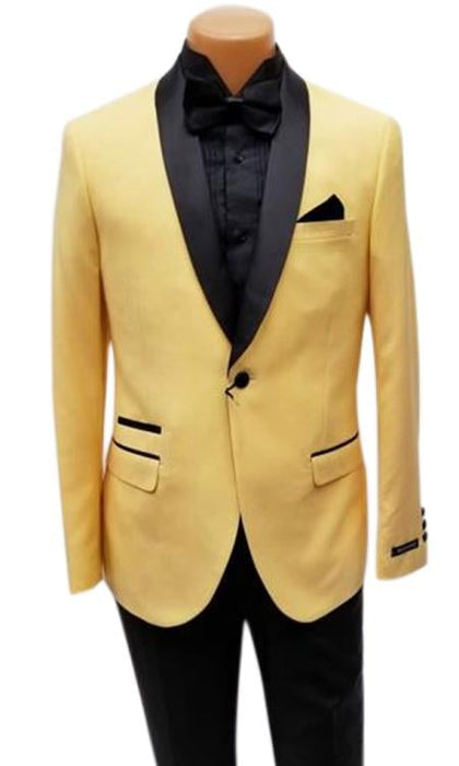 Men's One Button Shawl Lapel Yellow Prom Wedding Tuxedo Jacket & Pants Perfect for Prom & Wedding