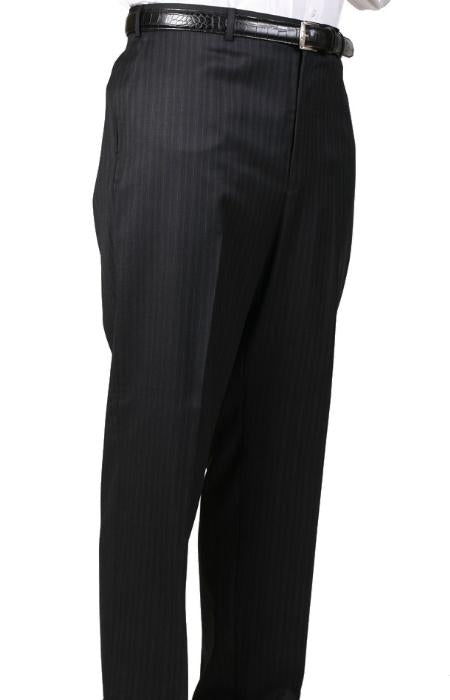 Mens Pleated Dress Pants Black Stripe Somerset Pleated Trouser unhemmed unfinished bottom mensusa