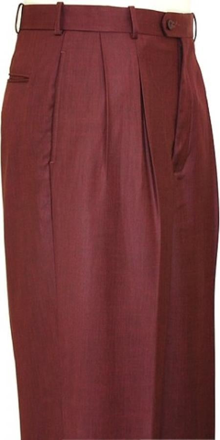 Mens Pleated Dress Pants Wine Wide Leg Slacks Pleated baggy dress trousers unhemmed unfinished bottom mensusa