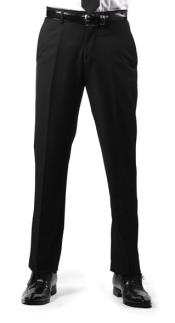 Men's Black Regular Fit Flat Front Dress Pants