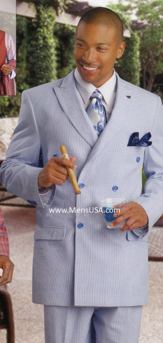 Sear Sucker Suit Mens Fashion Seersucker Sear sucker suit Blue Leisure Casual Suit For Sale