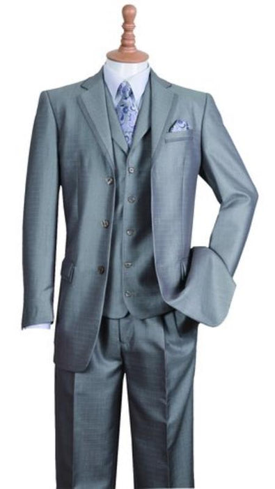 Mens Silver Suit Mens Silver Three Buttons Style suit Fashion Cheap Priced Business Suits Clearance Sale Edged Jacket w/ Pants Vest Set