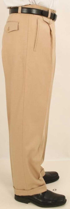 Men's Wide Leg Single Pleated Pants Solid Beige Men's Wide Leg Trousers - Cheap Priced Dress Slacks For Men On Sale