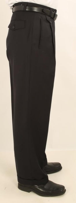 Men's Wide Leg Single Pleated Pants Black Pin Check Men's Wide Leg Trousers - Cheap Priced Dress Slacks For Men On Sale