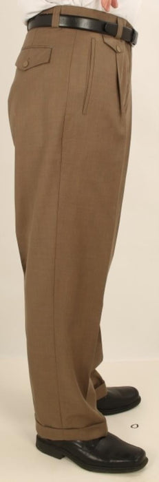 Men's Wide Leg Single Pleated Pants Taupe Men's Wide Leg Trousers - Cheap Priced Dress Slacks For Men On Sale