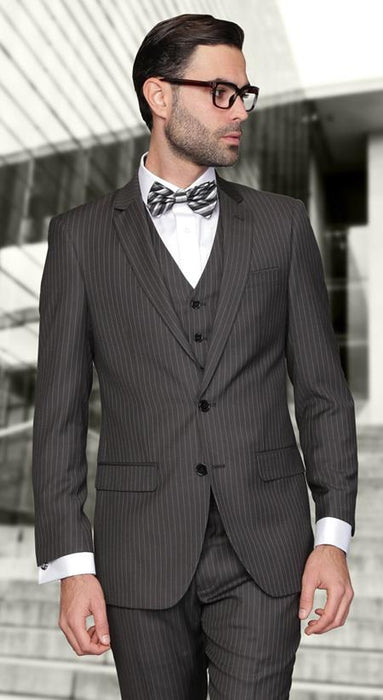 Charcoal European cut style Jacket & Pants Slim Fit Suits