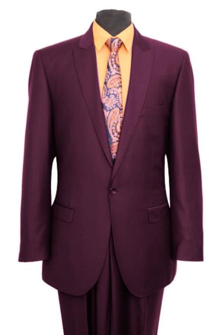 Men's Plum 1 Slim Fit Side Vent Button suit