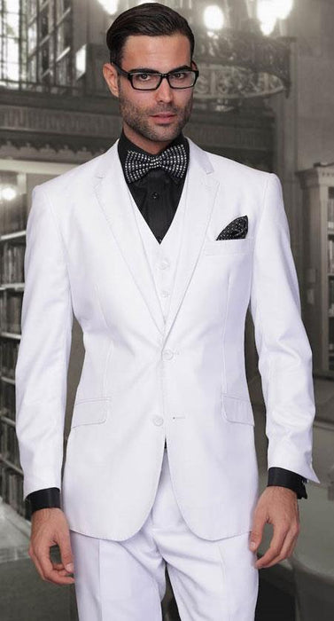 European cut White Fine Suit