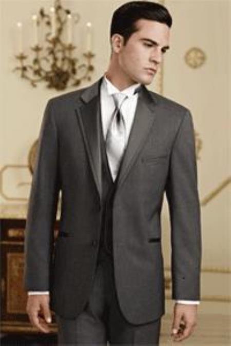 Men's Steel Grey~Gray Tuxedo Vested 3 Piece Wedding Suit