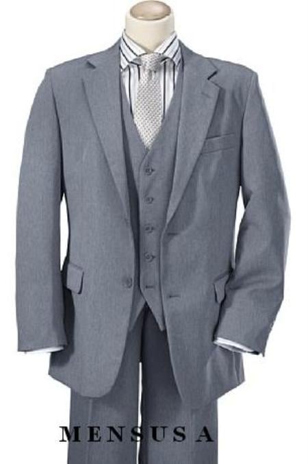 Mens Three Piece Suit - Vested Suit High Quality Mid Gray 2 Button Vested 100% poly~rayon Men's Modern Fit Suits 2 Piece Suits For Men Vented mensusa