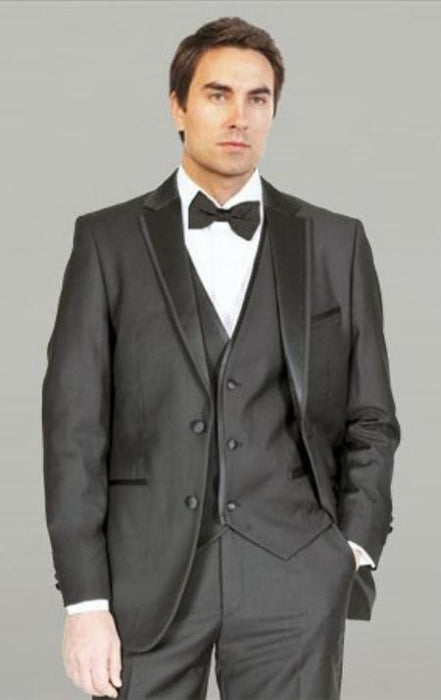 Black Framed with Vest Microfiber Fashion Tuxedo For Men - Three Piece Suit