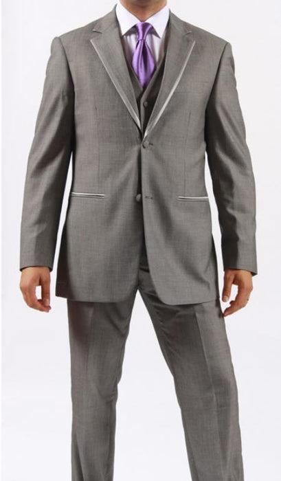 Two Button Grey ~ Gray Manhattan Fashion Tuxedo For Men