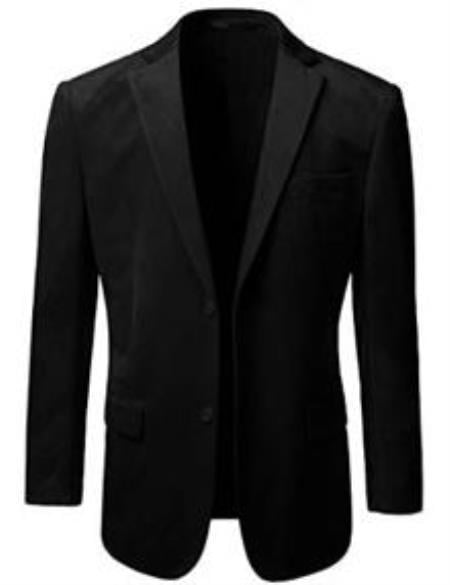 Velvet Blazer - Mens Velvet Jacket Branded Mens 2 Button Black