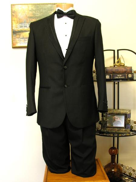 Black 2 Button Groove Lapel Tuxedo Jacket and Pant Combination