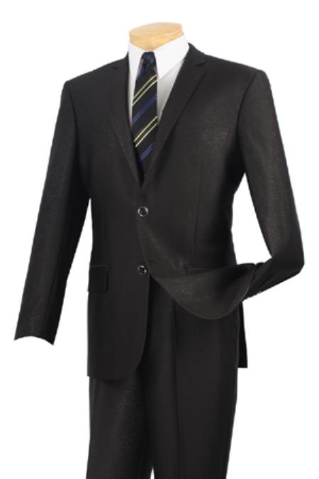 Men's 2 Buttons Slim Fit Suits Black