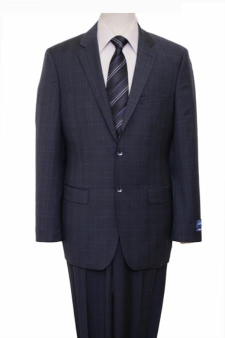 Men's Dark Navy 2 Button Front Closure 100% Wool Dark Blue Suit