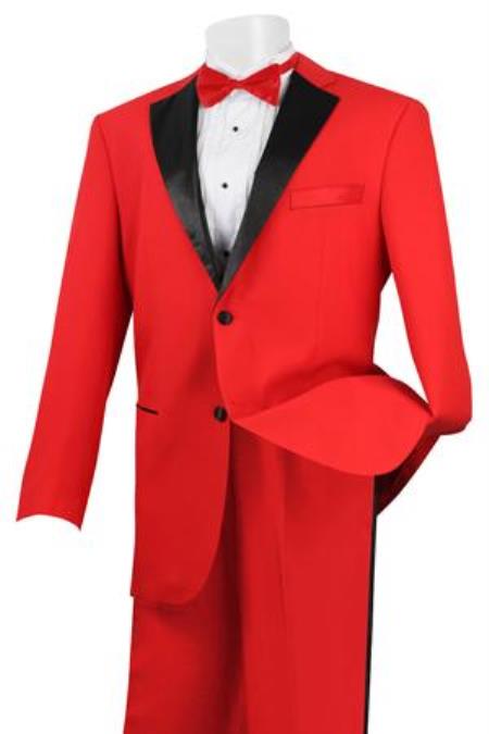 Men's Stylish 2 Button Tuxedo Red and Black - Red Tuxedo