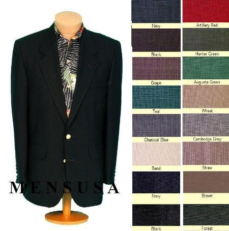 Men's 2 Button Front 4 on Sleeves Fully Lined Metal Buttons Blazer All Colors - mensusa