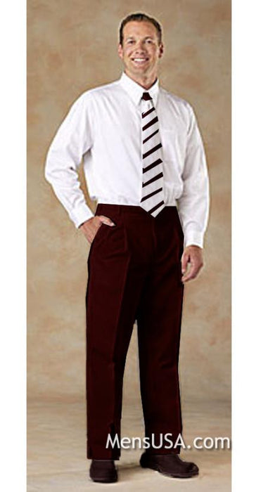 Mens Pleated Pants / Slacks Plus White Shirt & Matching Tie Brown unhemmed unfinished bottom