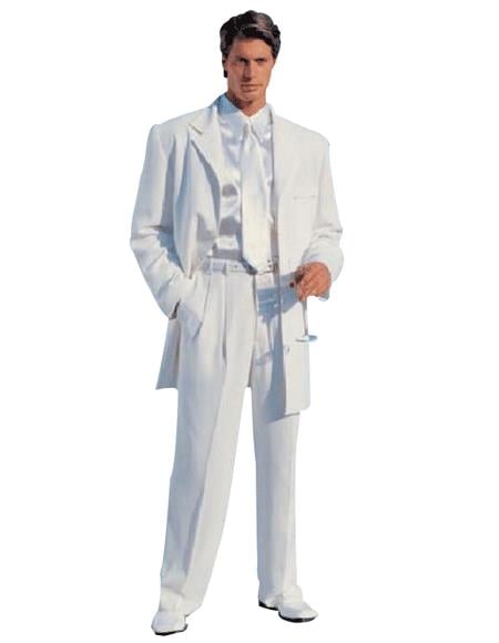 Mens Zoot Suit Mens White Modern Dress Fashion suit - mensusa