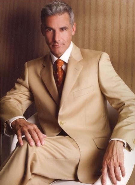 Mix and Match Suits Solid Khaki~Camel ~ Quality Suit Separates, Total Comfort Any Size Jacket & Any Size Pants mensusa