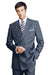 Navy Blue Pinstripe Double Breatsed Suits Pleated Pants Rayon Fabric Side Vented - mensusa