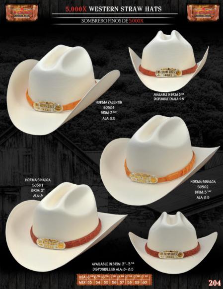 5,000x Tejana Norma Style Western Cowboy Straw Hats