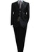 Notch Lapel Jet Black Sharkskin Cheap Priced Business Suits mensusa