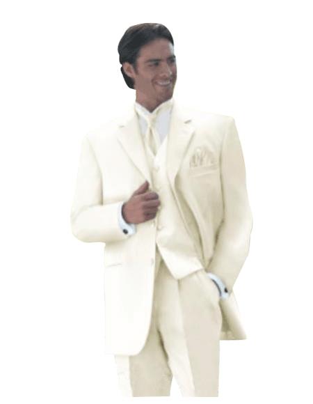 OFF White 3 Piece Men's Vested Super Extra Fine Smooth Side Vented Fabric Suit - Three Piece Suit mensusa