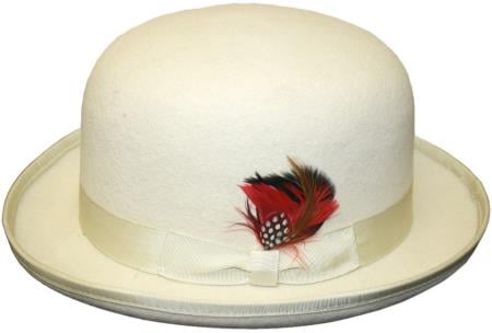 Mens Dress Hat Men's bowler derby style ~ Bowler Hat Off white