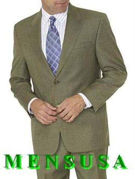 Olive Green ~ Forest ~ Hunter Green 2 Button Men's Dress Business 2 Piece Suits For Men poly~rayon mensusa