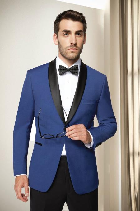 Men's Shawl Lapel One Button Blue Modern Fit Tuxedo