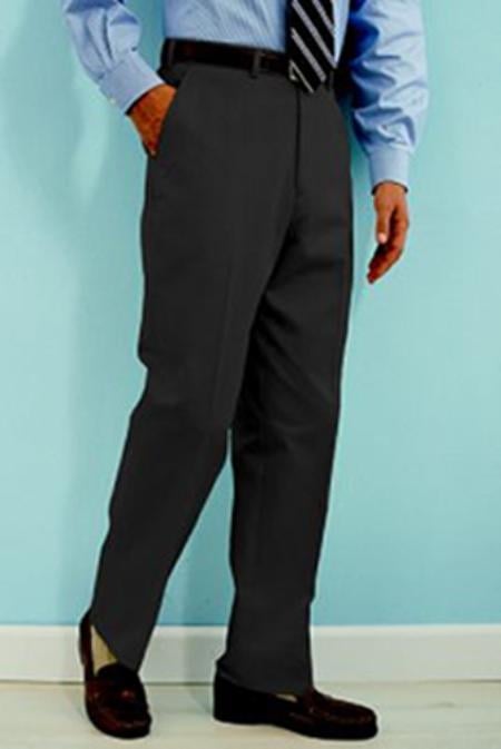 PA100 Charcoal premier quality italian fabric Flat Front Men's Dress Pants Hand Made Relax Fit - Cheap Priced Dress Slacks For Men On Sale mensusa