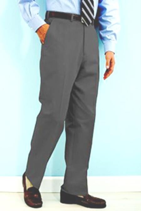 PA100 Gray premier quality italian fabric Flat Front Men's Dress Pants Hand Made Relax Fit - Cheap Priced Dress Slacks For Men On Sale mensusa