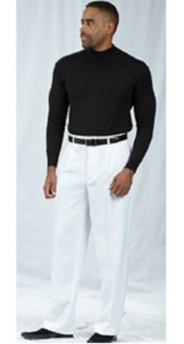 Pacelli White Pleated Baggy Fit Dress Pants unhemmed unfinished bottom Men's Wide Leg Trousers - Cheap Priced Dress Slacks For Men On Sale