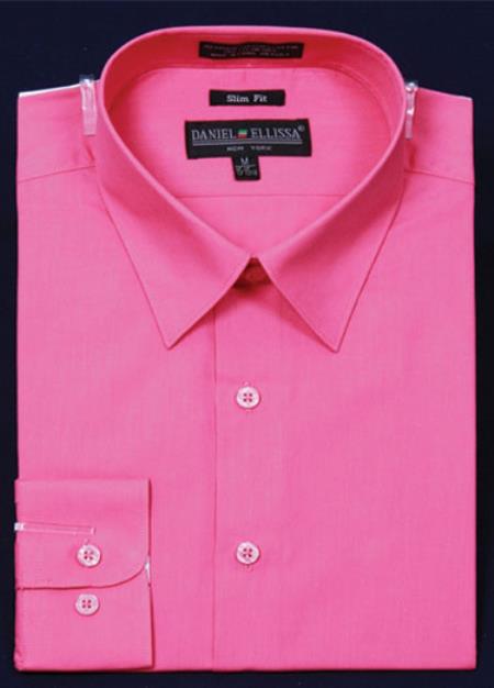 Affordable Clearance Cheap Mens Dress Shirt Sale Online Trendy - Slim Fit - Fuchsia ~ fuschia~ hot Pink Color Men's Dress Shirt