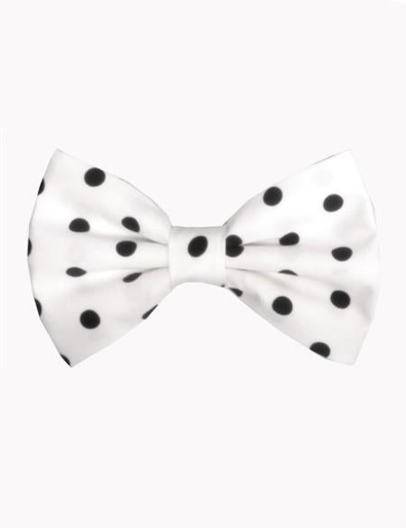 Men's Polyester Polka Dot Pattern Woven White and Black Bowties-Men's Neck Ties - Mens Dress Tie - Trendy Mens Ties