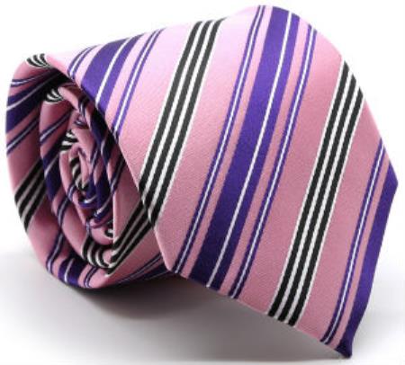 Men's Premium Mutli-Stripe Tie Pink - Men's Neck Ties - Mens Dress Tie - Trendy Mens Ties