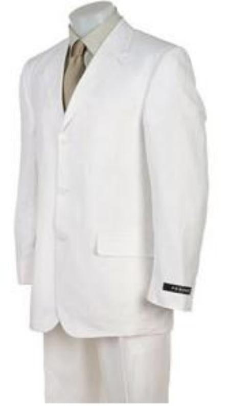 Pure Solid Light Non Wrinckle 3 Buttons Men's Dress Suits For Men - All White Suit mensusa