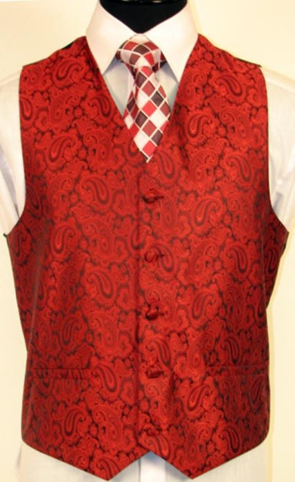 Red and Black Vest DRESS TUXEDO WEDDING Vest ~ Waistcoat ~ Waist coat