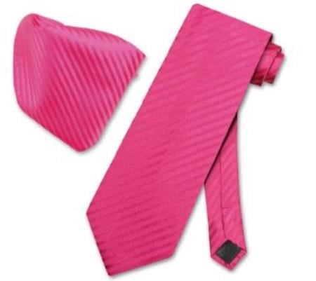 Red Violet Necktie & Handkerchief Matching Neck Tie Set - Men's Neck Ties - Mens Dress Tie - Trendy Mens Ties