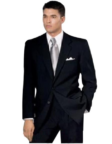 Reg: No Pleated Flat Front Pants With 2 Button Solid Black Jacket Affordable Cheap Priced Men's Dress Suit For Sale mensusa