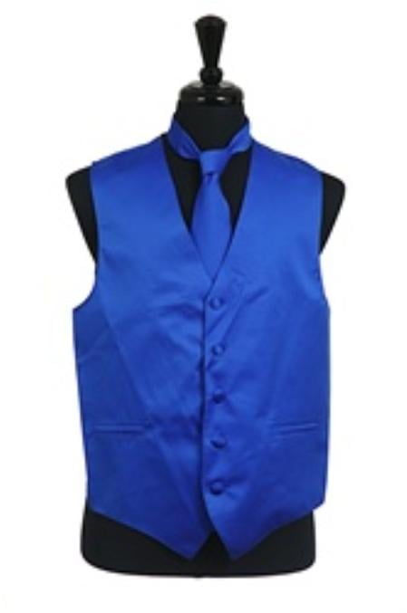 Dress Tuxedo Wedding Vest ~ Waistcoat ~ Waist coat Tie Set Royal Blue Buy 10 of same color Tie For $25 Each - Men's Neck Ties - Mens Dress Tie - Trendy Mens Ties