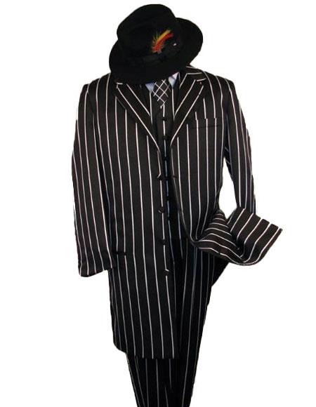 SHIMMERY GANGSTER Black And Bold Pronounce White Stripe ~ Pinstripe Fashion Limited Edition mensusa