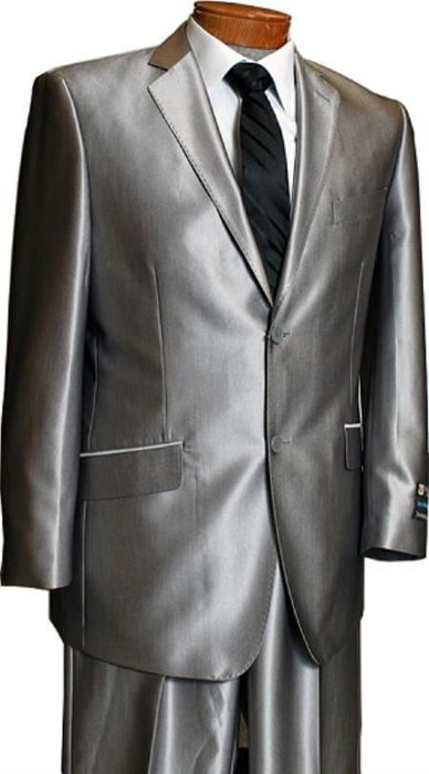 Sateen Metallic Shiny Men's 2 Button Silver Slim Fit Shark Skin Suit Tuxedo looking Men's Sharkskin Suit mensusa