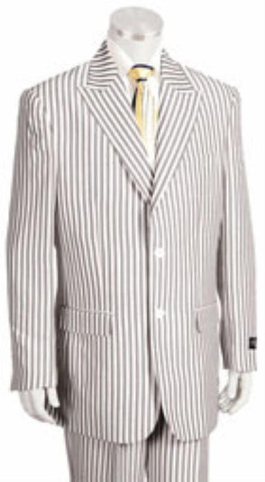 Sear Sucker Suit Mens Classic fit 2 Button Jacket Flat Front Pants Pinstripe seersucker Suit mensusa