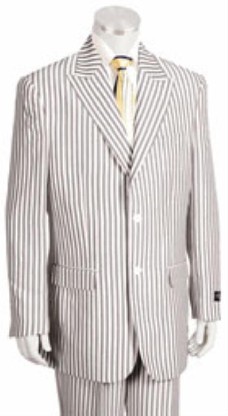 Sear Sucker Suit Mens Classic fit 2 Button Jacket Flat Front Pants Pinstripe seersucker Suit mensusa