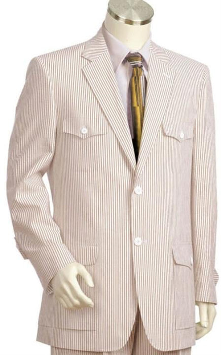 Sear Sucker Suit Seersucker Suit Mens Brown Offwhite 2 Piece Cotton seersucker sear mensusa