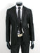 Shiny Sharkskin Jet Black 2 Button Style Jacket Flat Front Pants New Style mensusa